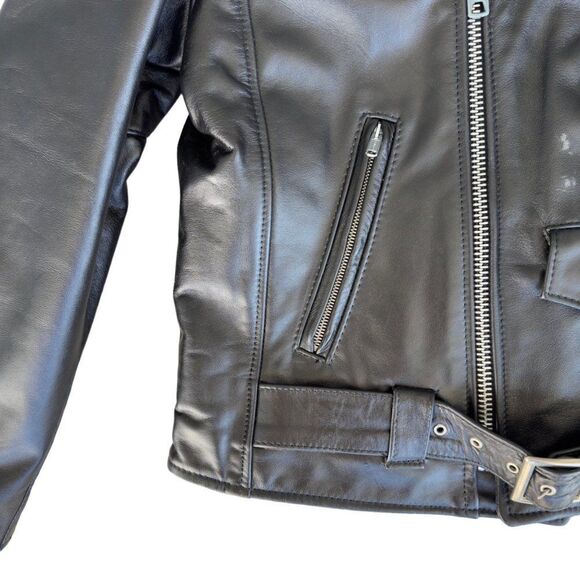 Starwest Inc Vintage Grunge Moto Black Leather Jacket Made in USA Men's 44 (XL) - Picture 7 of 14